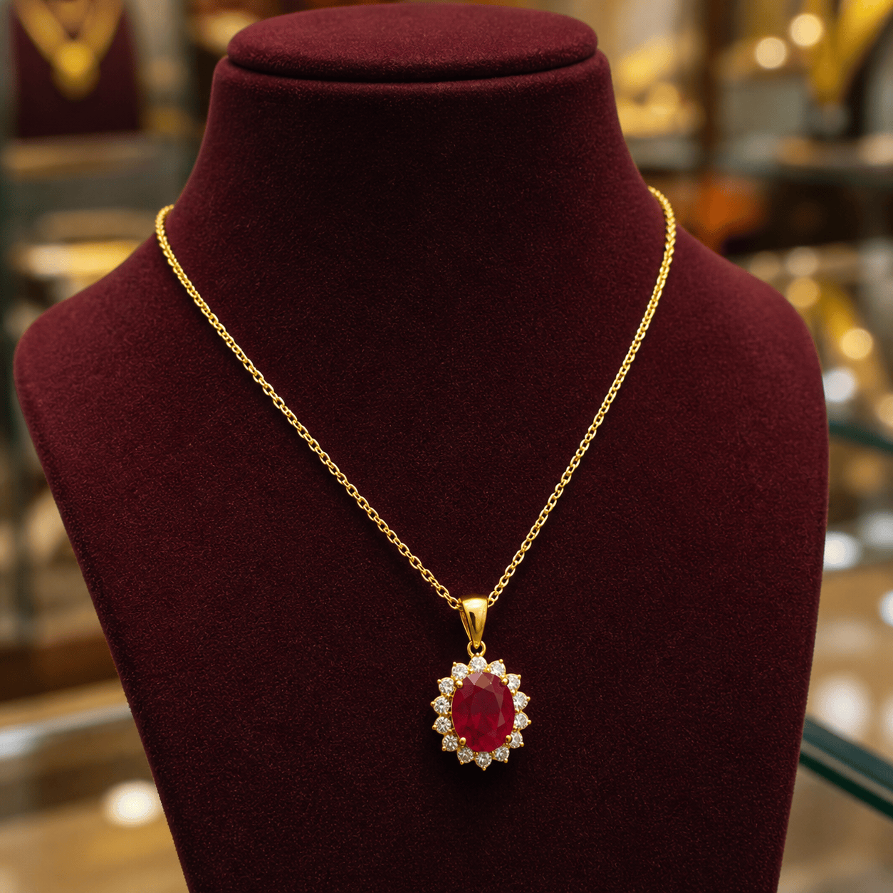 Ruby Manik Diamond pendant certified gemstone
